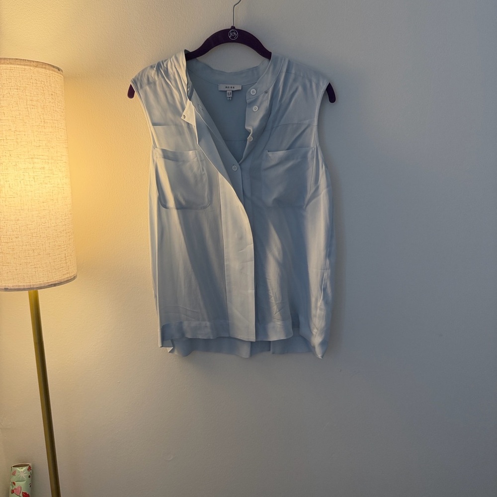 Sleeveless Light Blue Blouse